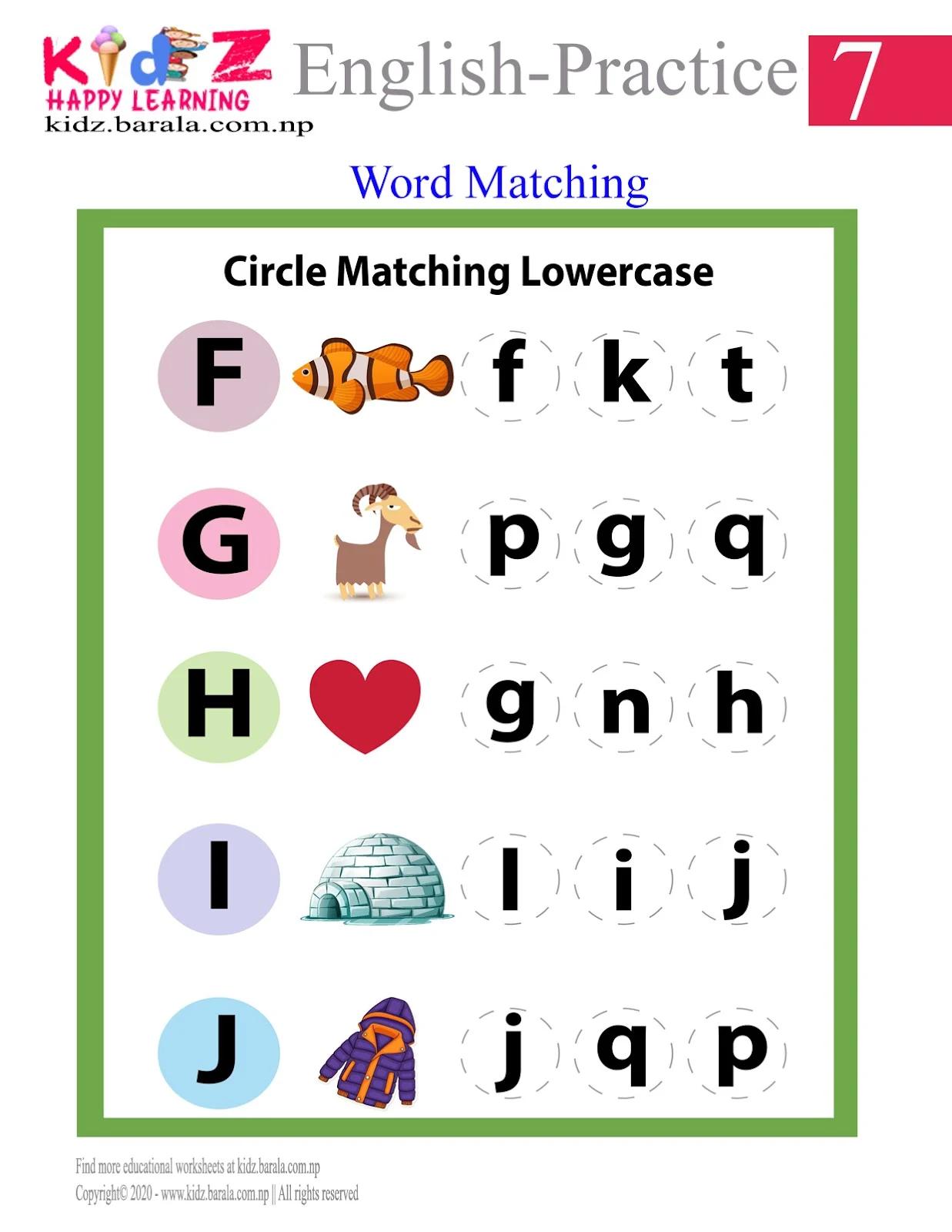 Nursery English worksheets