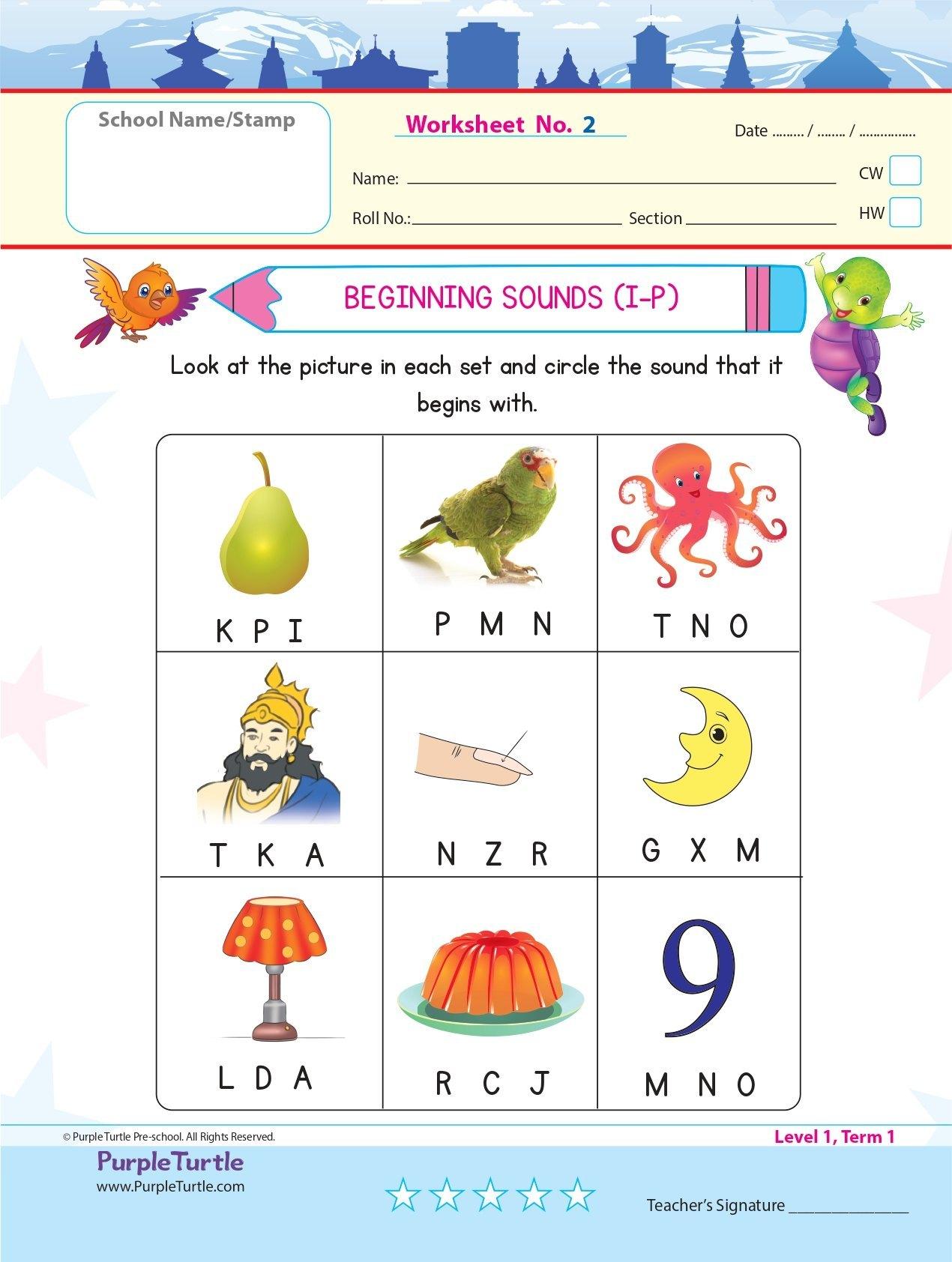 Preschool Worksheets for Nursery English Maths EVS 100