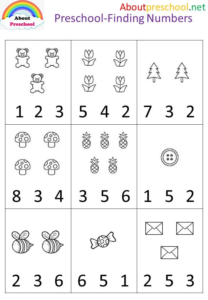 PreschoolFinding Numbers Worksheet for nursery class Preschool