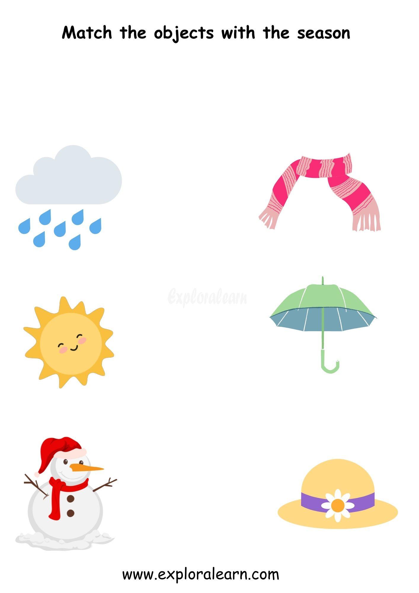 Seasons Worksheets for Preschool and Kindergarten 2 to 6 years Kids