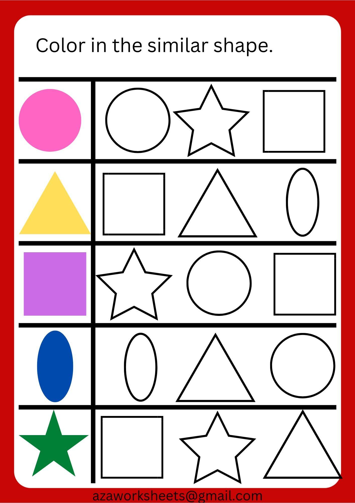 Shapes worksheets for preschoolers and kindergarten students Shapes