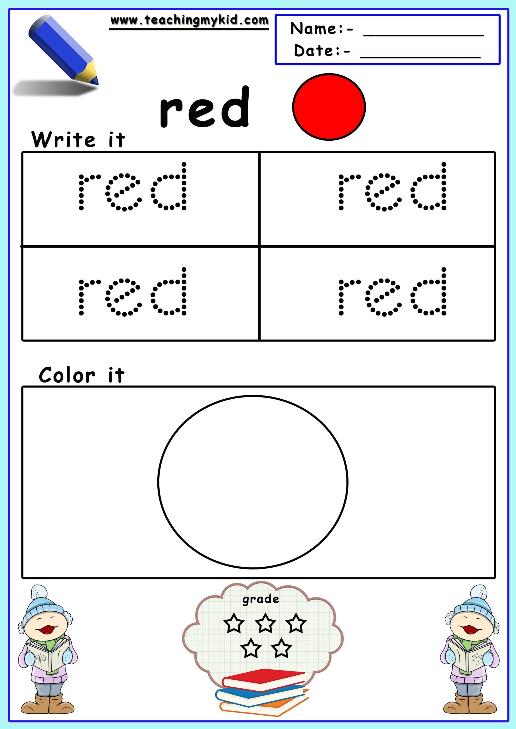 free printable preschool worksheets Color Identification Teaching